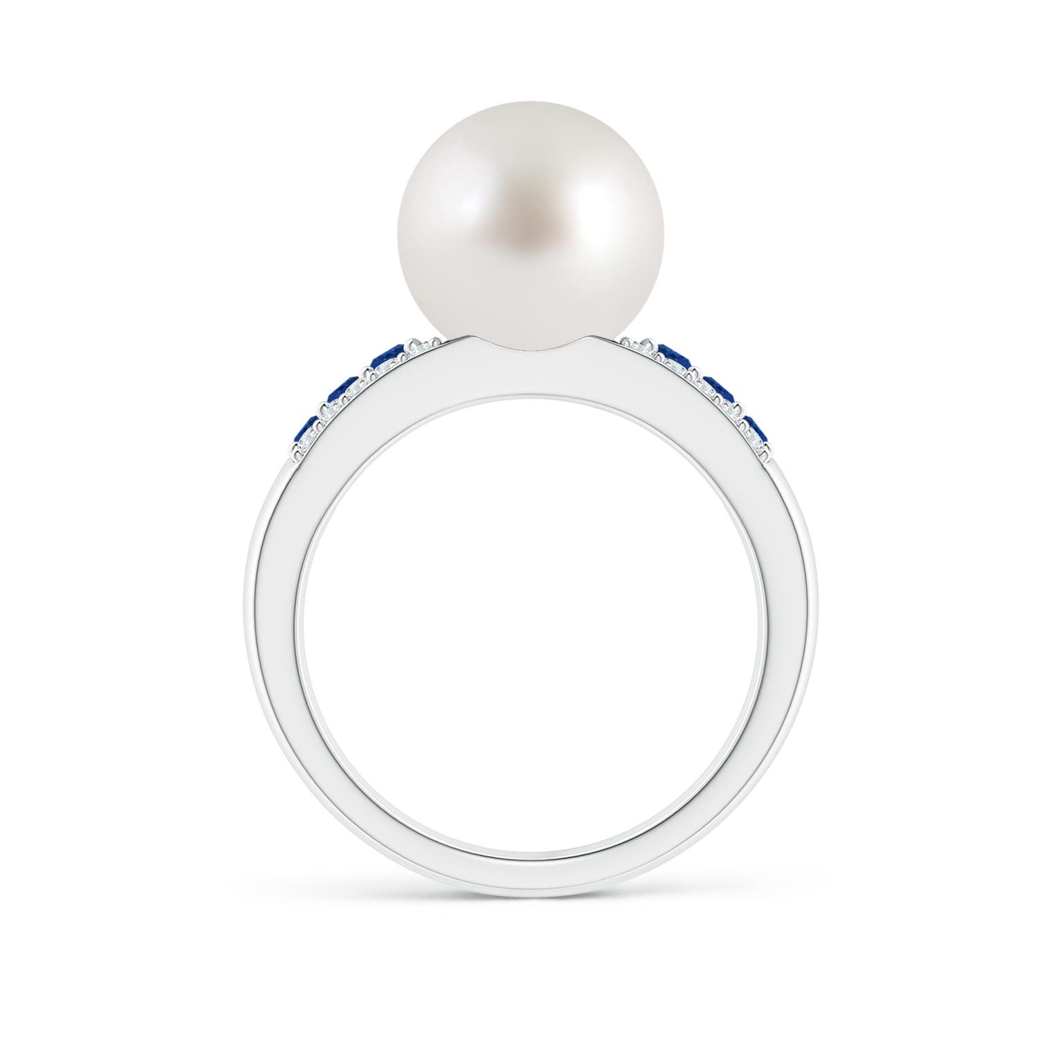 10mm AAA South Sea Pearl Ring with Sapphires in White Gold