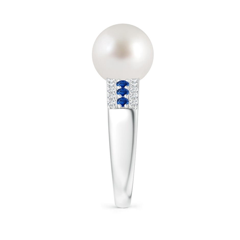 10mm AAA South Sea Pearl Ring with Sapphires in White Gold side 2