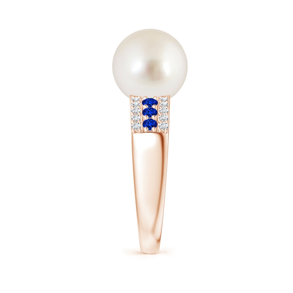 10mm AAAA South Sea Pearl Ring with Sapphires in Rose Gold side 2