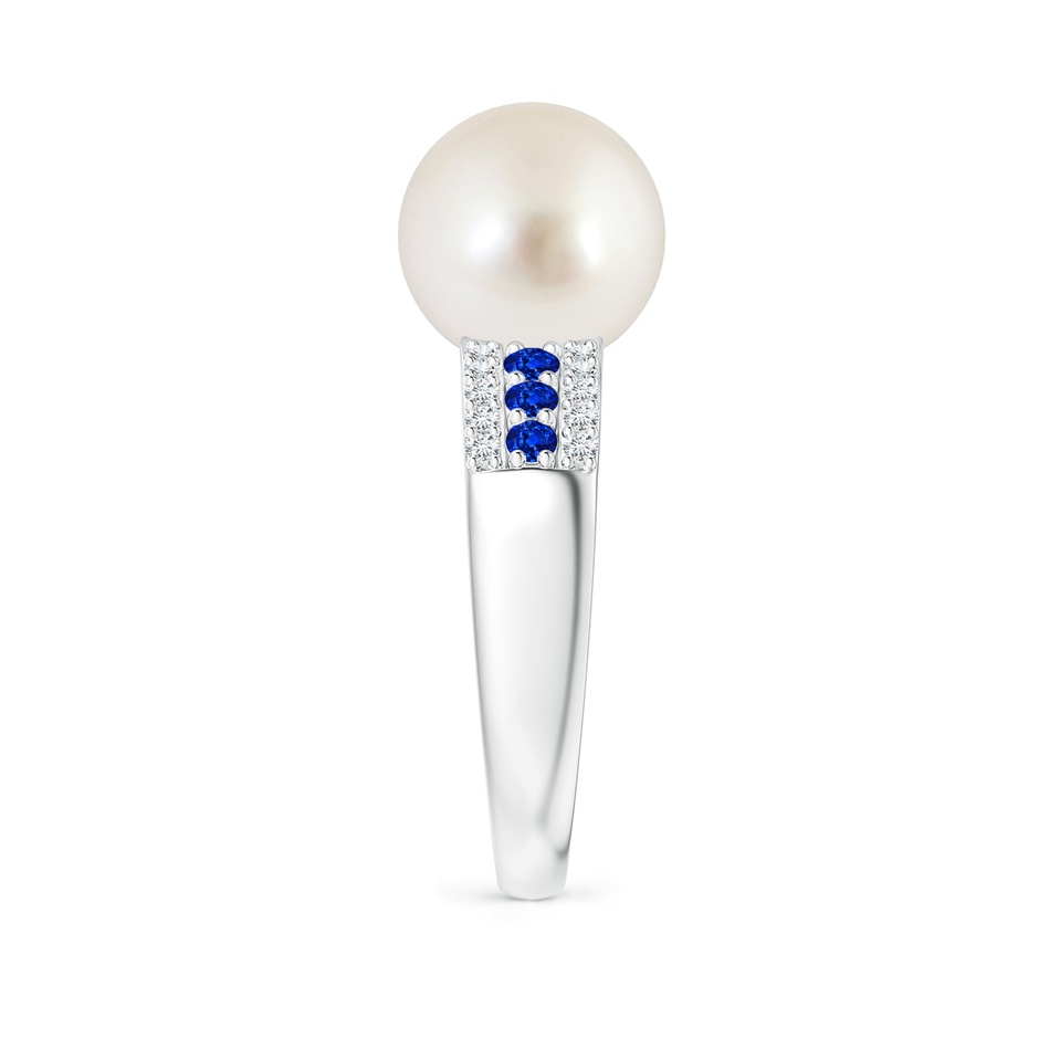 10mm AAAA South Sea Pearl Ring with Sapphires in White Gold side 2