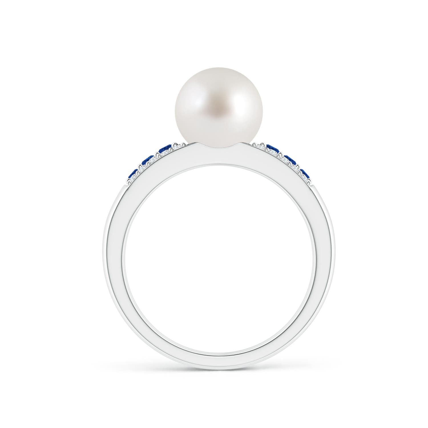 8mm AAA South Sea Pearl Ring with Sapphires in White Gold