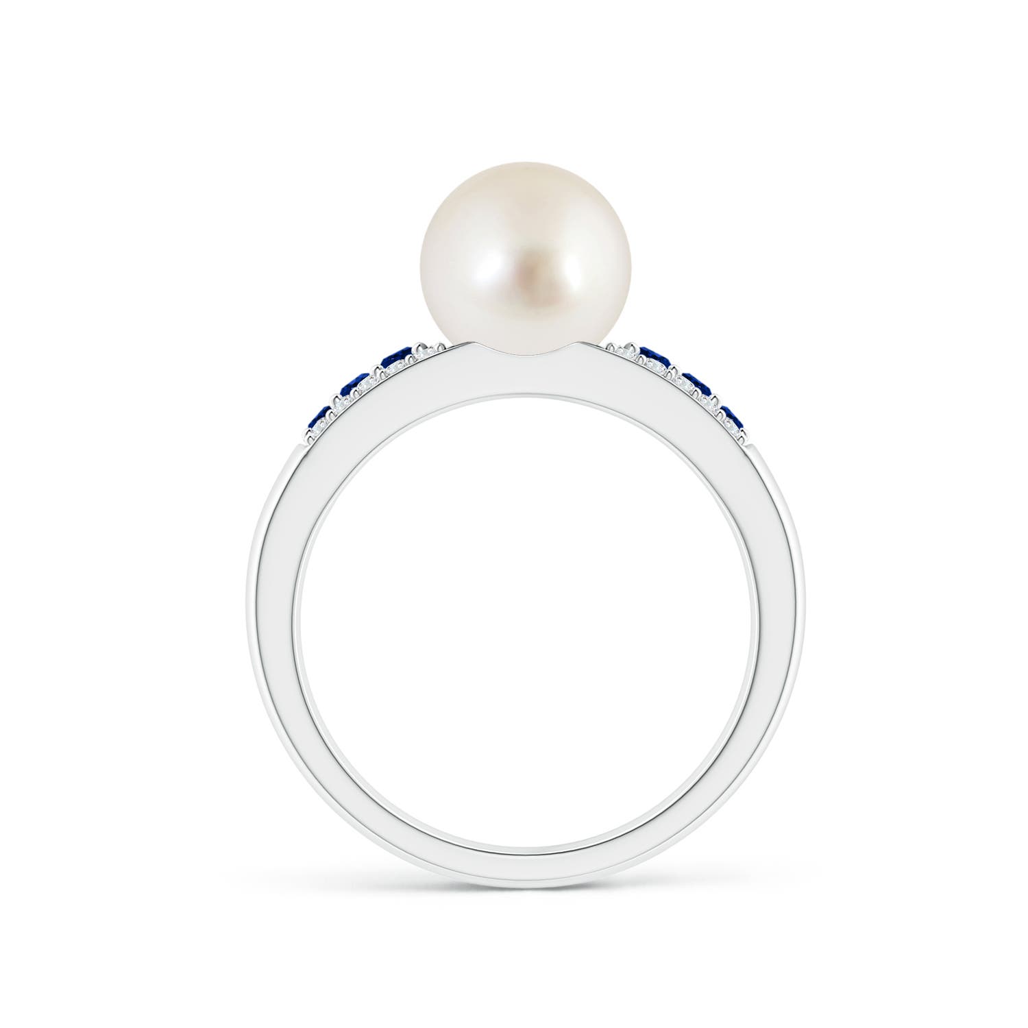 8mm AAAA South Sea Pearl Ring with Sapphires in White Gold