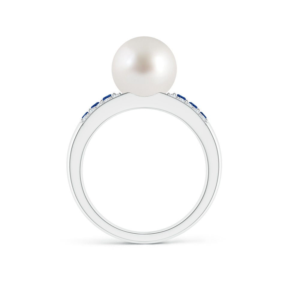 9mm AAA South Sea Pearl Ring with Sapphires in White Gold side 1