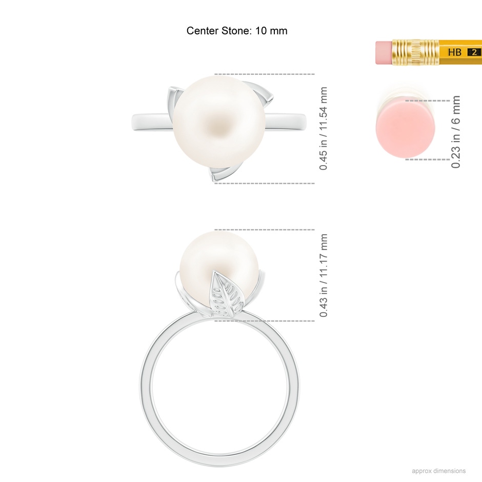 10mm AA Trillium Freshwater Pearl Solitaire Ring in P950 Platinum ruler