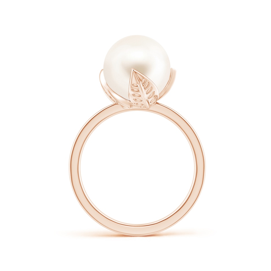 10mm AAA Trillium Freshwater Pearl Solitaire Ring in Rose Gold side 1