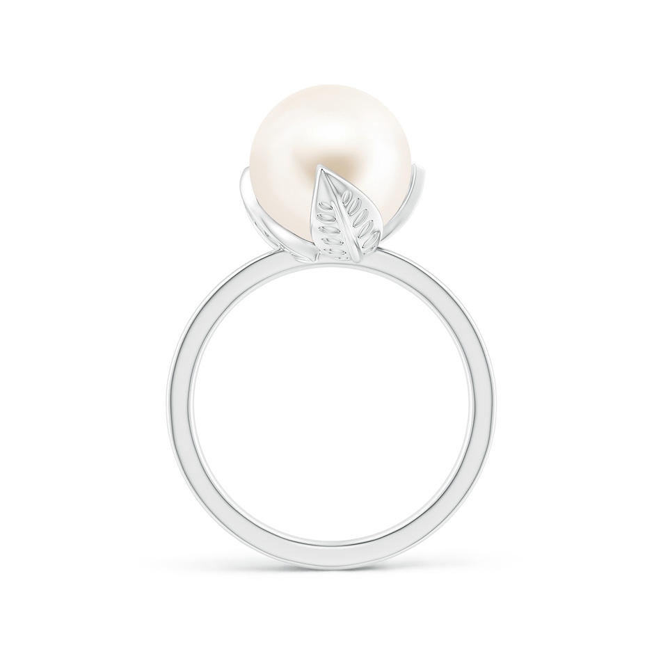 10mm AAA Trillium Freshwater Pearl Solitaire Ring in White Gold side 1