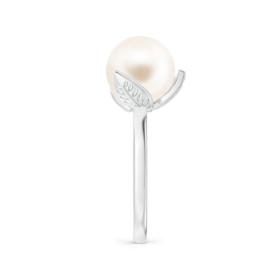 10mm AAA Trillium Freshwater Pearl Solitaire Ring in White Gold side 2