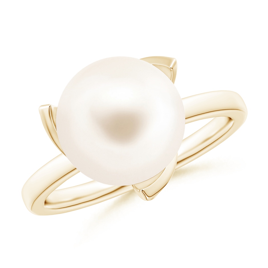 10mm AAA Trillium Freshwater Pearl Solitaire Ring in Yellow Gold 