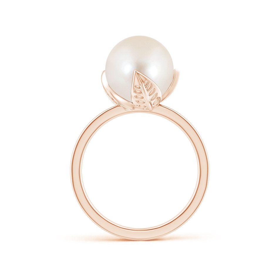 10mm AAAA Trillium Freshwater Pearl Solitaire Ring in Rose Gold side 1