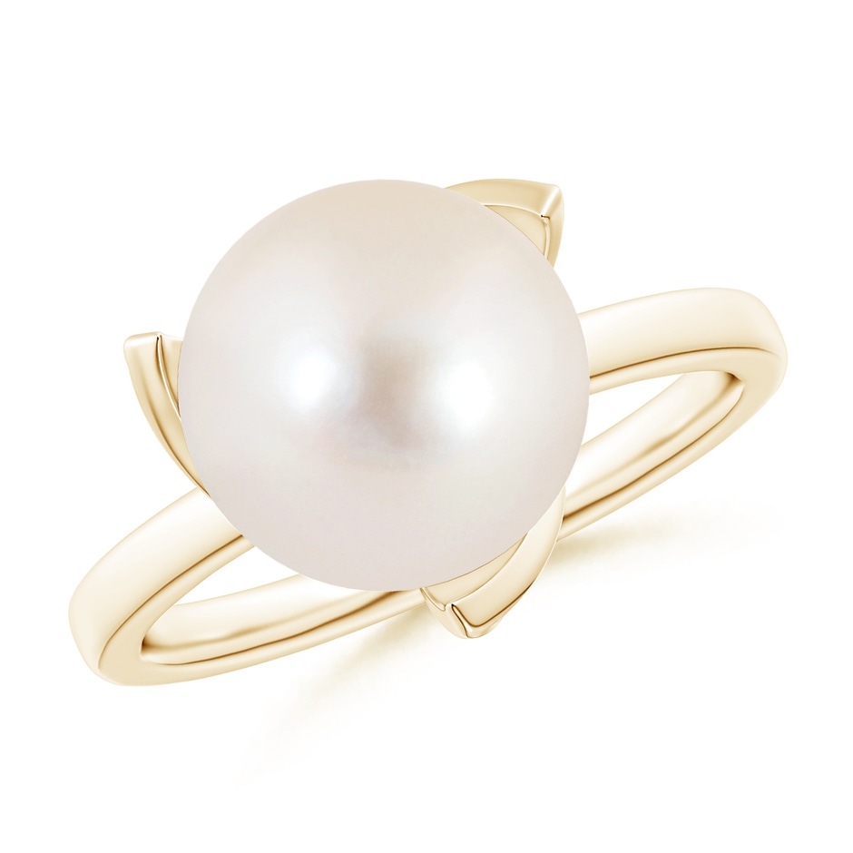10mm AAAA Trillium Freshwater Pearl Solitaire Ring in Yellow Gold 