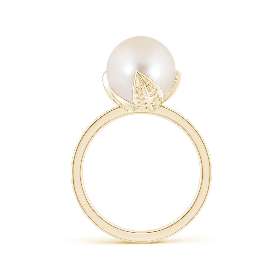 10mm AAAA Trillium Freshwater Pearl Solitaire Ring in Yellow Gold side 1