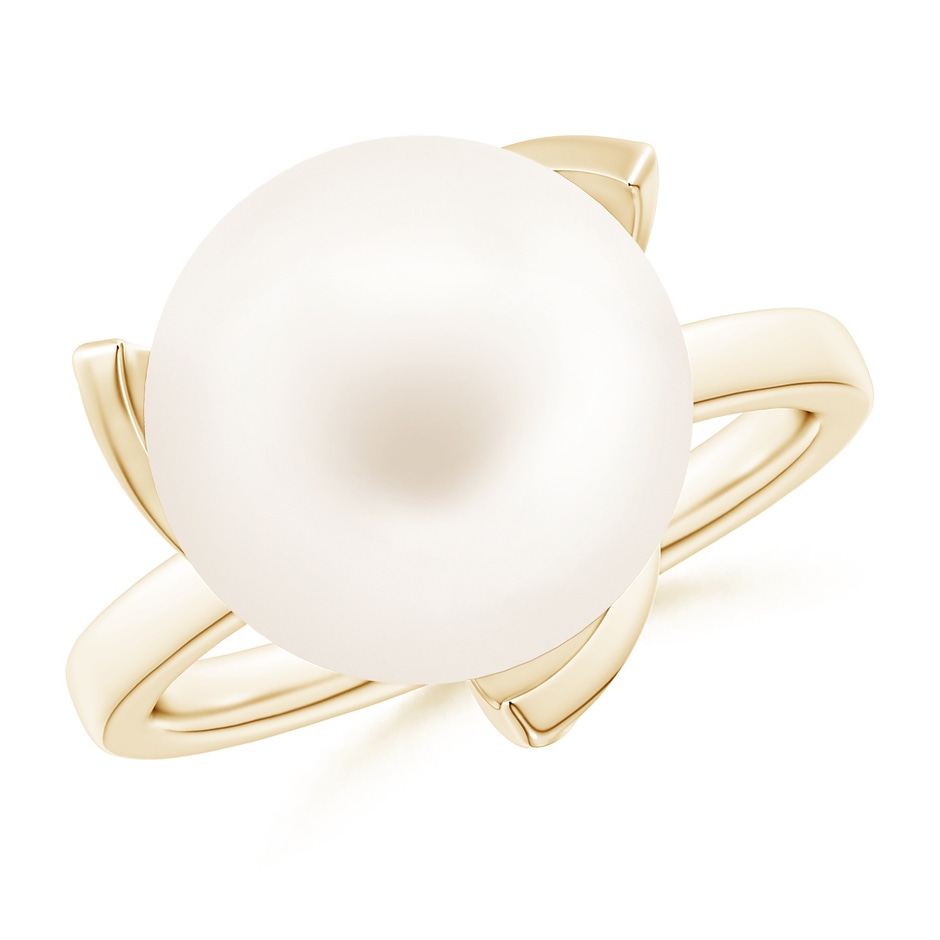 12mm AA Trillium Freshwater Pearl Solitaire Ring in Yellow Gold 