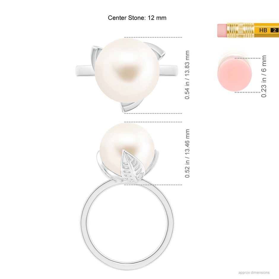 12mm AAA Trillium Freshwater Pearl Solitaire Ring in P950 Platinum ruler
