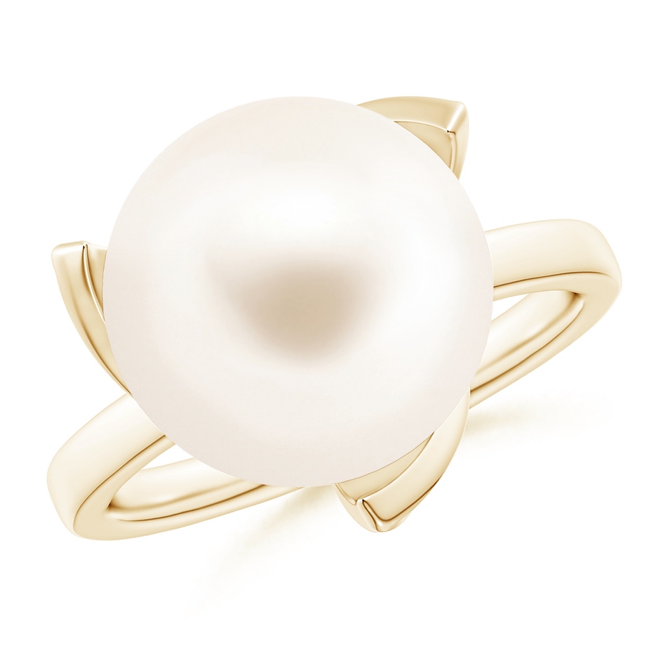 12mm AAA Trillium Freshwater Pearl Solitaire Ring in Yellow Gold 