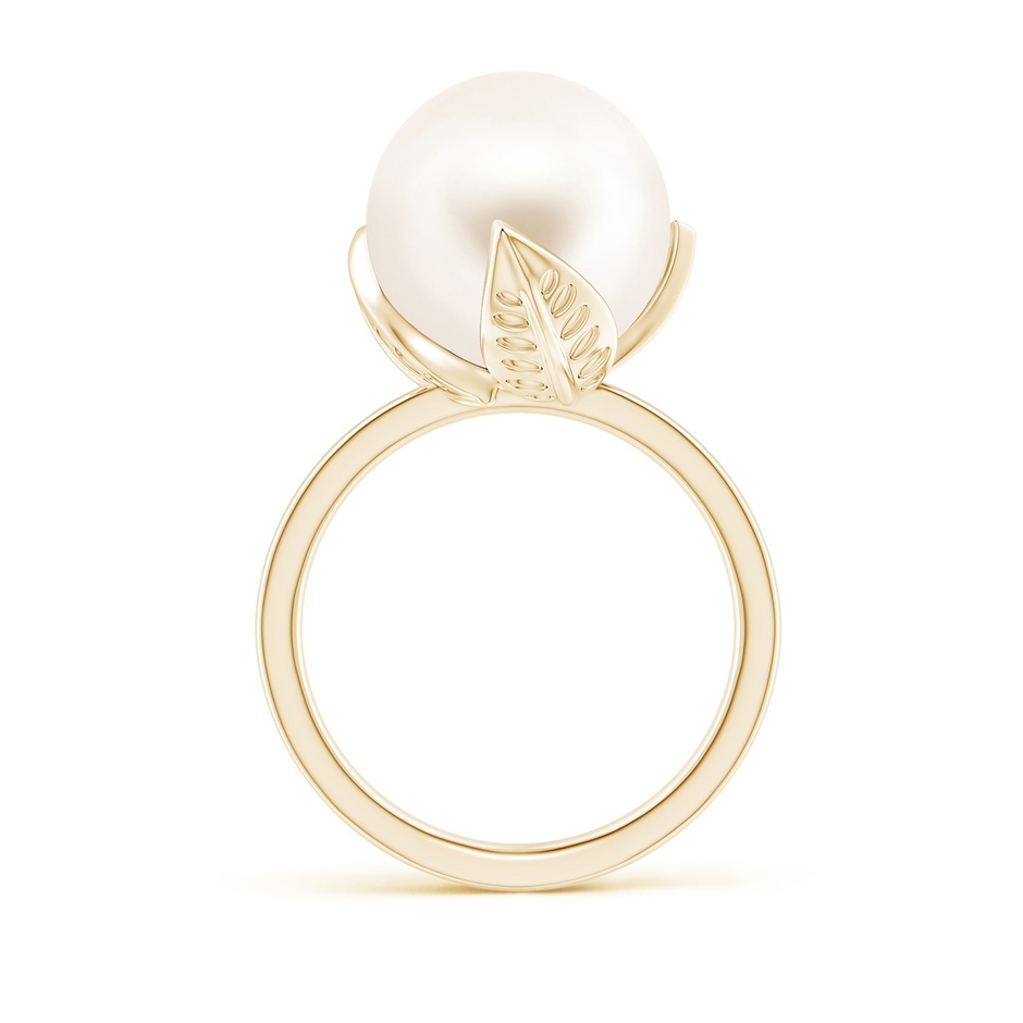 12mm AAA Trillium Freshwater Pearl Solitaire Ring in Yellow Gold side 1