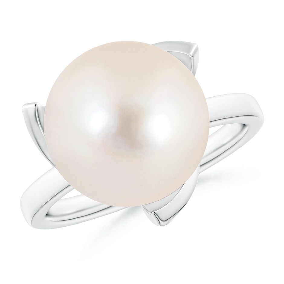 12mm AAAA Trillium Freshwater Pearl Solitaire Ring in White Gold 