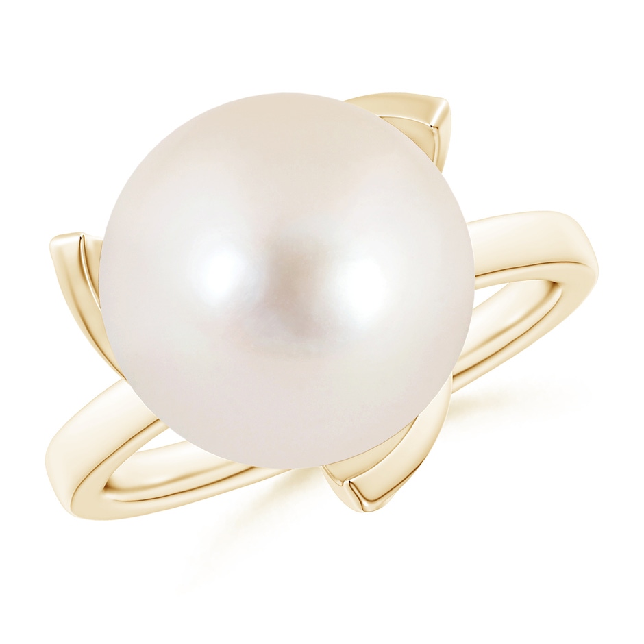 12mm AAAA Trillium Freshwater Pearl Solitaire Ring in Yellow Gold 