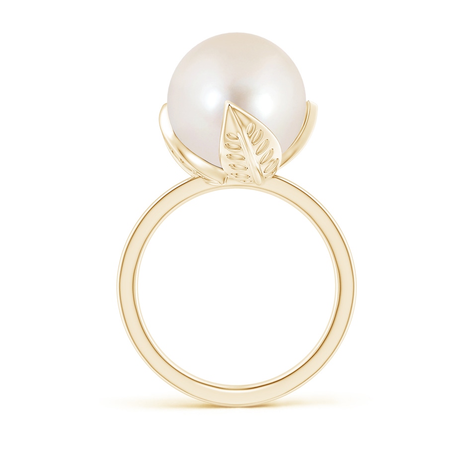 12mm AAAA Trillium Freshwater Pearl Solitaire Ring in Yellow Gold side 1