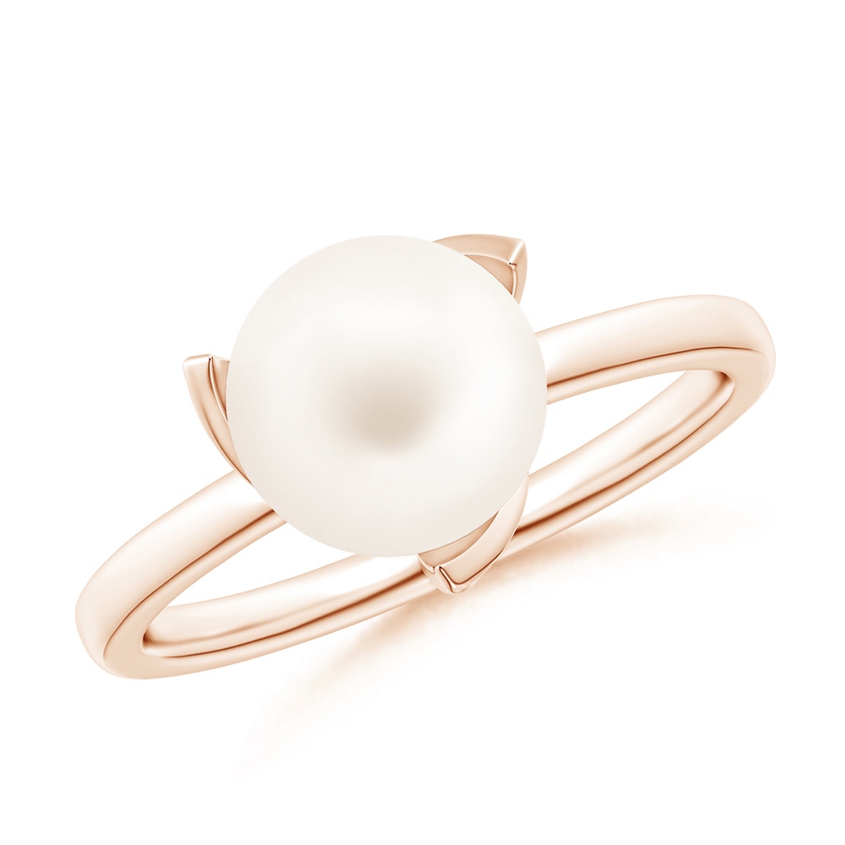 8mm AA Trillium Freshwater Pearl Solitaire Ring in Rose Gold 