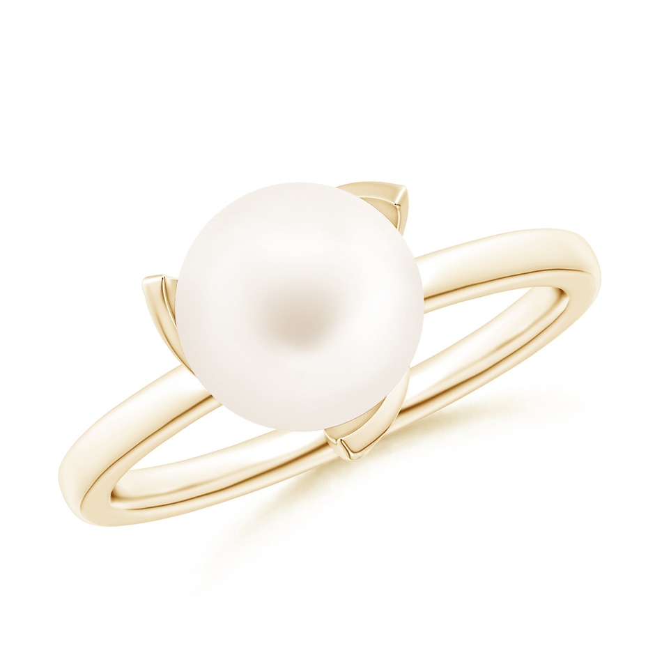 8mm AA Trillium Freshwater Pearl Solitaire Ring in Yellow Gold 