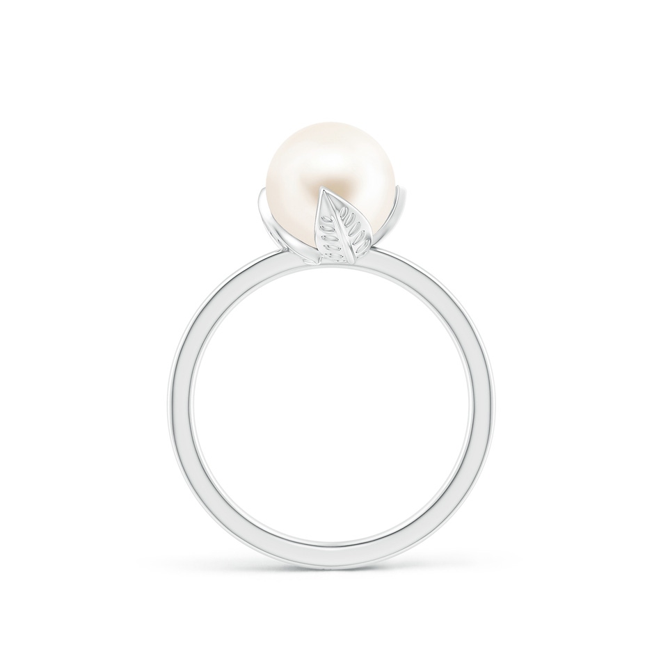 8mm AAA Trillium Freshwater Pearl Solitaire Ring in White Gold side 1