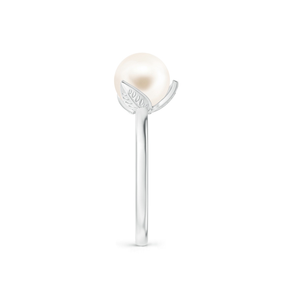 8mm AAA Trillium Freshwater Pearl Solitaire Ring in White Gold side 2
