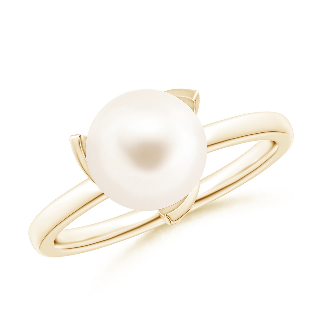 8mm AAA Trillium Freshwater Pearl Solitaire Ring in Yellow Gold