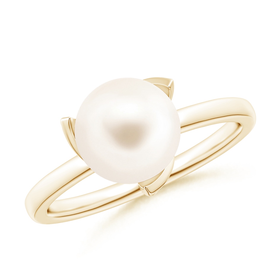 8mm AAA Trillium Freshwater Pearl Solitaire Ring in Yellow Gold 