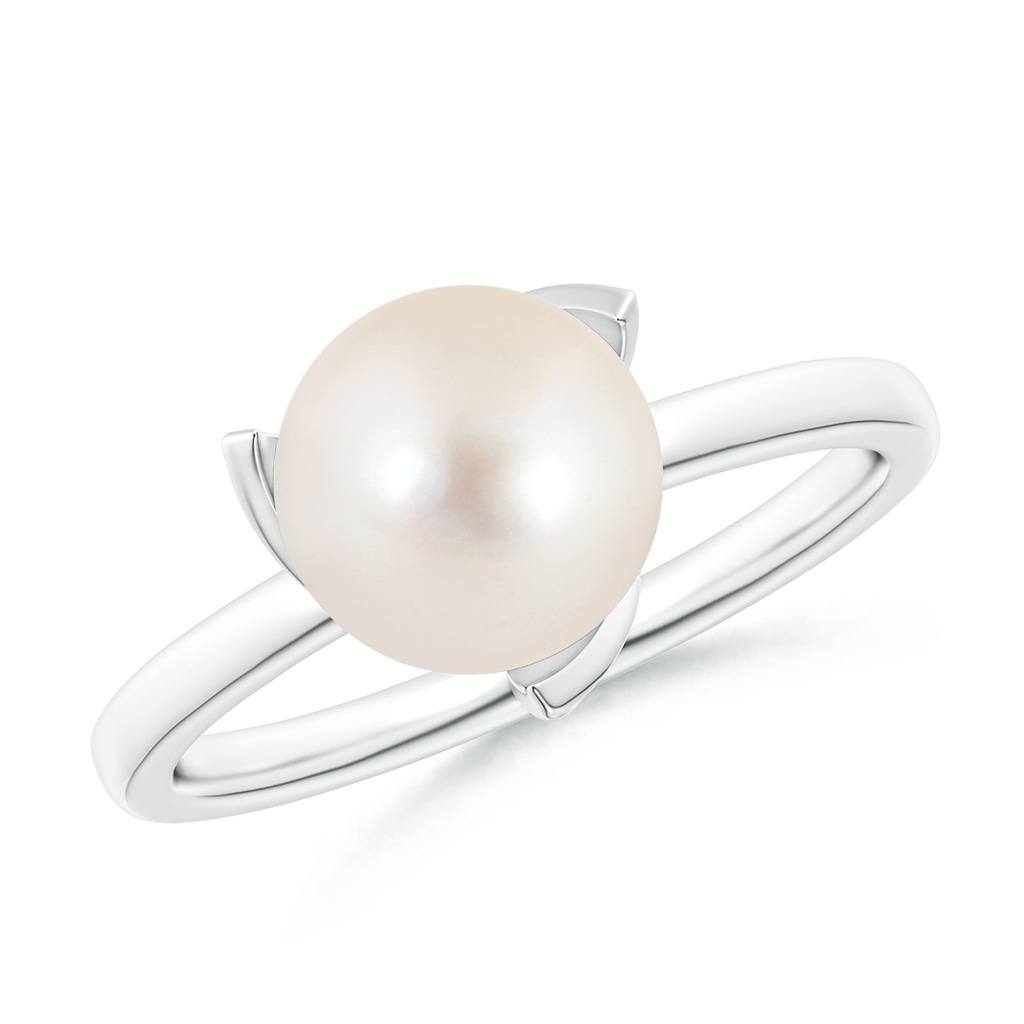 8mm AAAA Trillium Freshwater Pearl Solitaire Ring in White Gold
