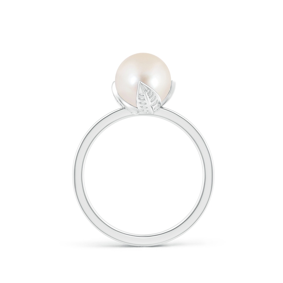 8mm AAAA Trillium Freshwater Pearl Solitaire Ring in White Gold side 1