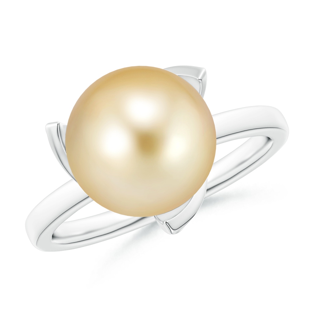 10mm AAAA Trillium Golden South Sea Pearl Solitaire Ring in P950 Platinum