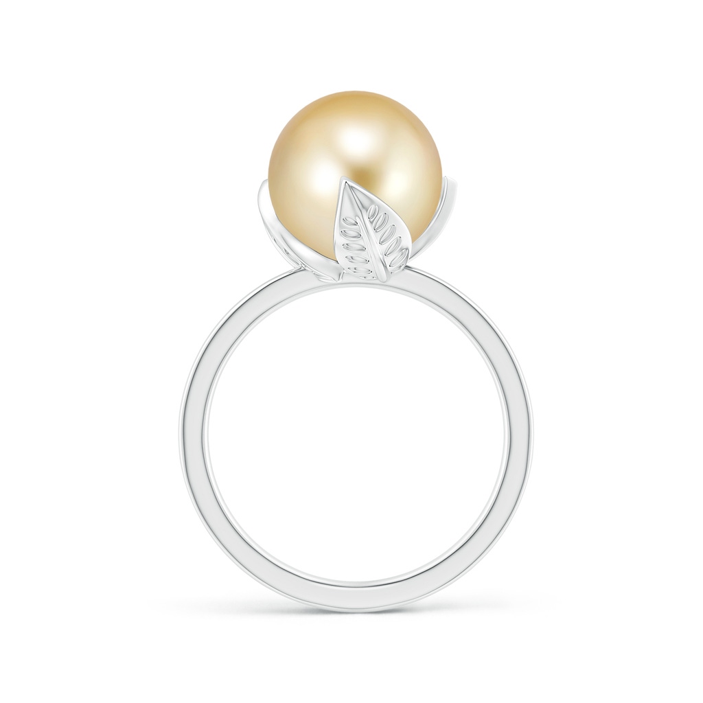 10mm AAAA Trillium Golden South Sea Pearl Solitaire Ring in P950 Platinum Side 1