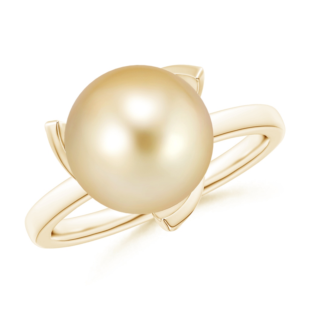 10mm AAAA Trillium Golden South Sea Pearl Solitaire Ring in Yellow Gold