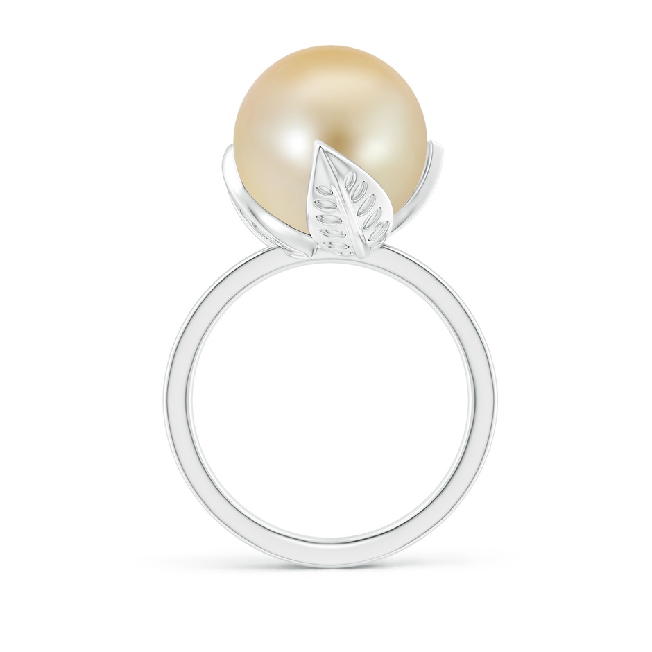 12mm AAA Trillium Golden South Sea Pearl Solitaire Ring in White Gold Side 1