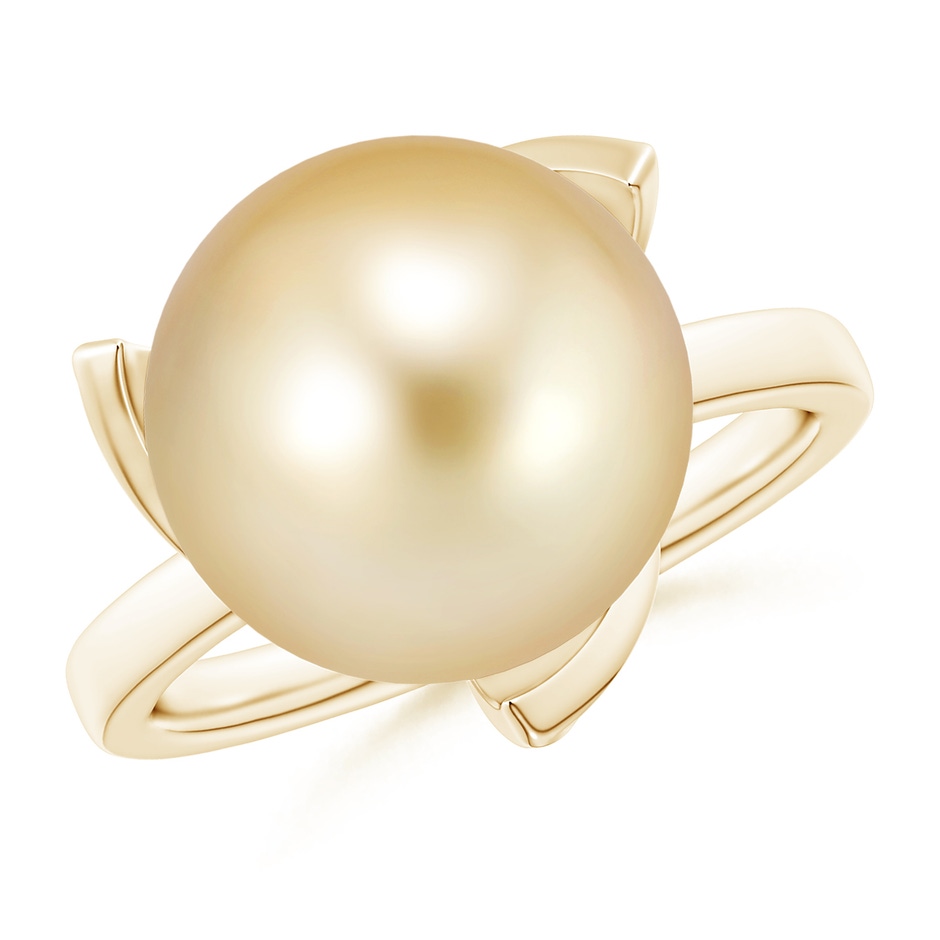 12mm AAAA Trillium Golden South Sea Pearl Solitaire Ring in Yellow Gold 