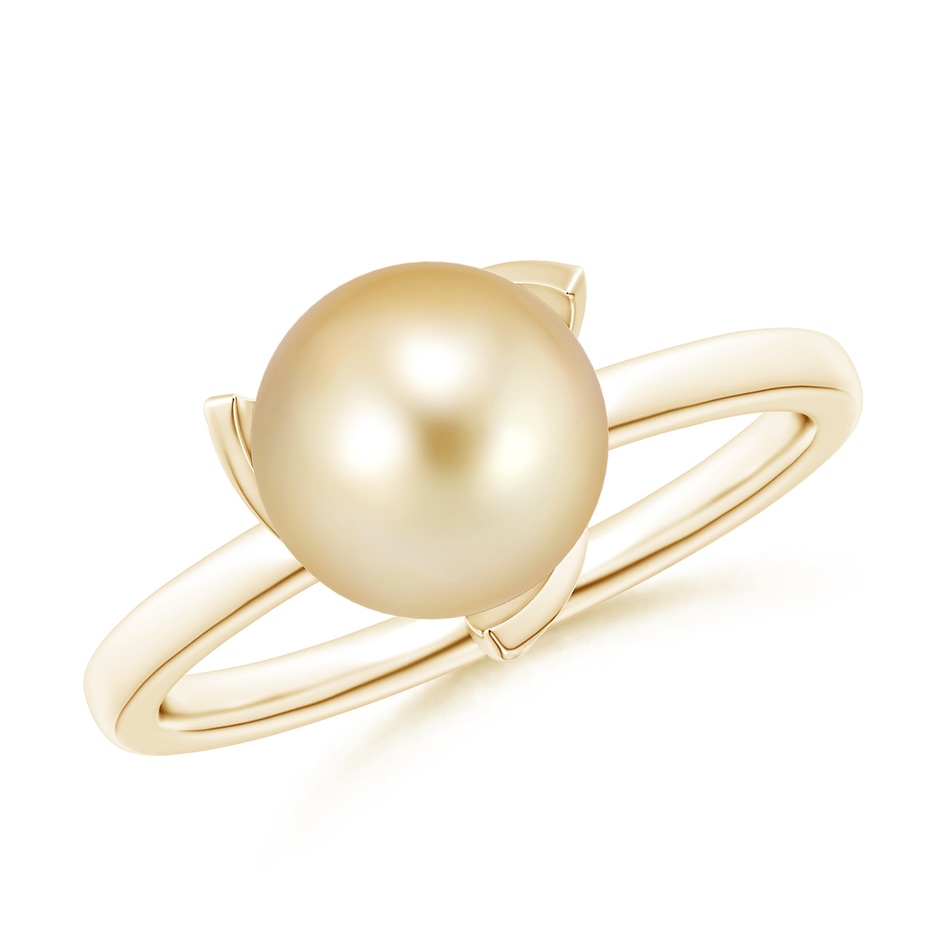 8mm AAAA Trillium Golden South Sea Pearl Solitaire Ring in Yellow Gold 