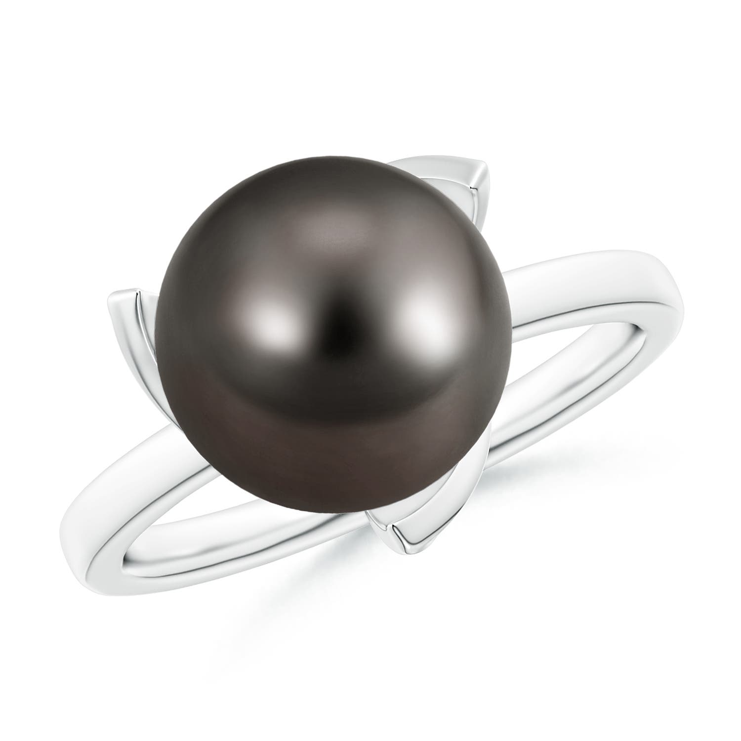 10mm AAA Trillium Tahitian Pearl Solitaire Ring in White Gold