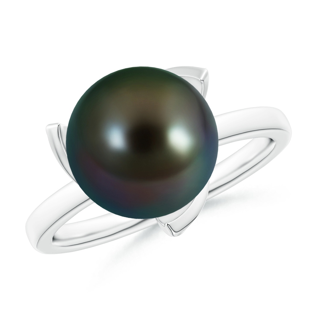 10mm AAAA Trillium Tahitian Pearl Solitaire Ring in White Gold