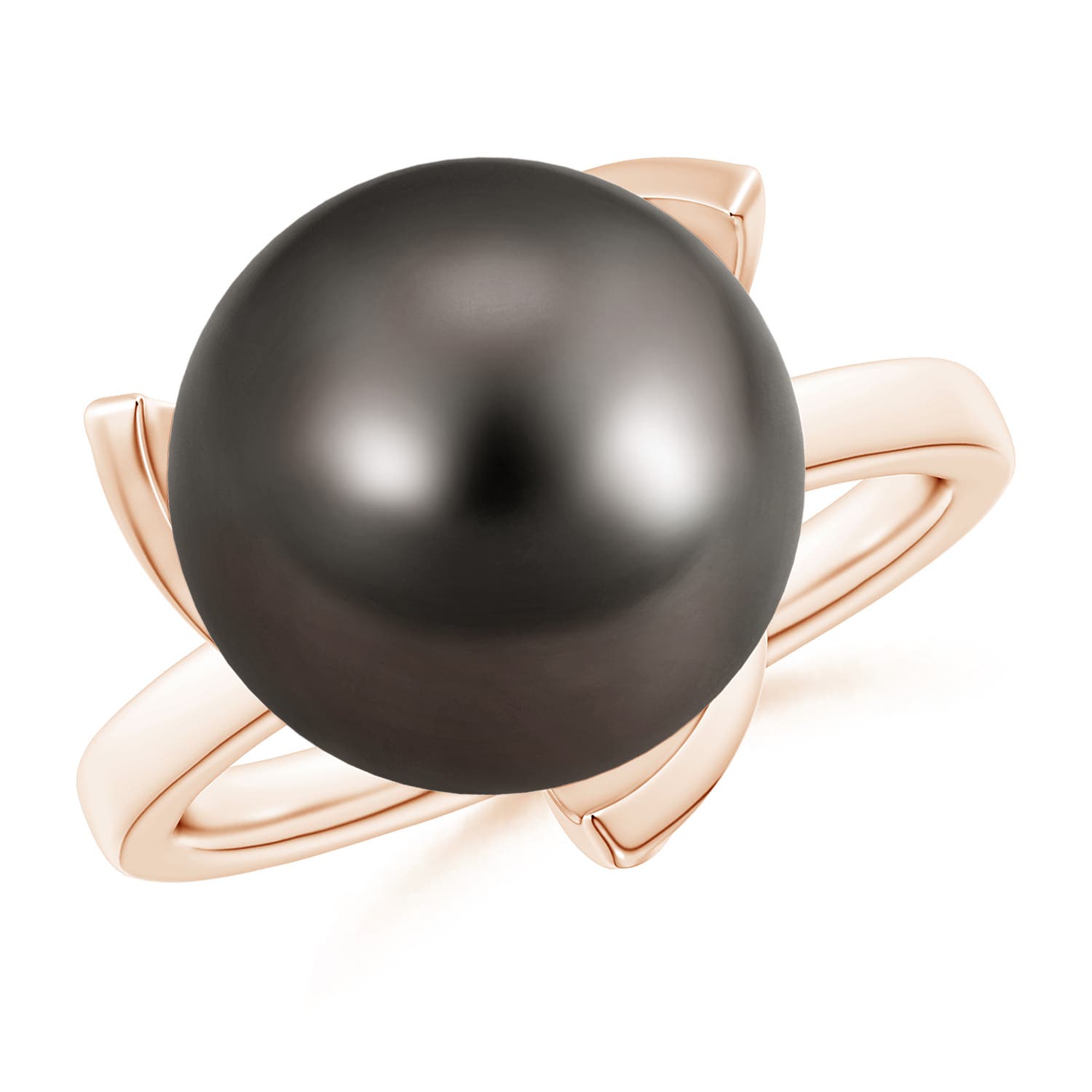 12mm AAA Trillium Tahitian Pearl Solitaire Ring in Rose Gold