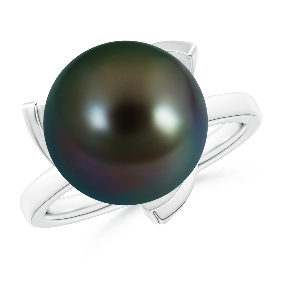 12mm AAAA Trillium Tahitian Pearl Solitaire Ring in White Gold 