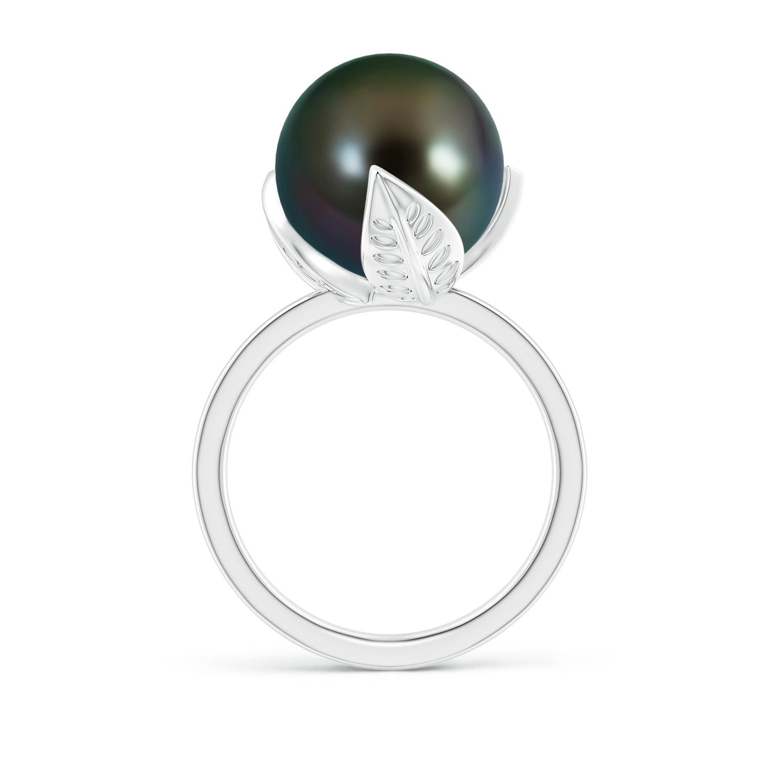12mm AAAA Trillium Tahitian Pearl Solitaire Ring in White Gold - side 1