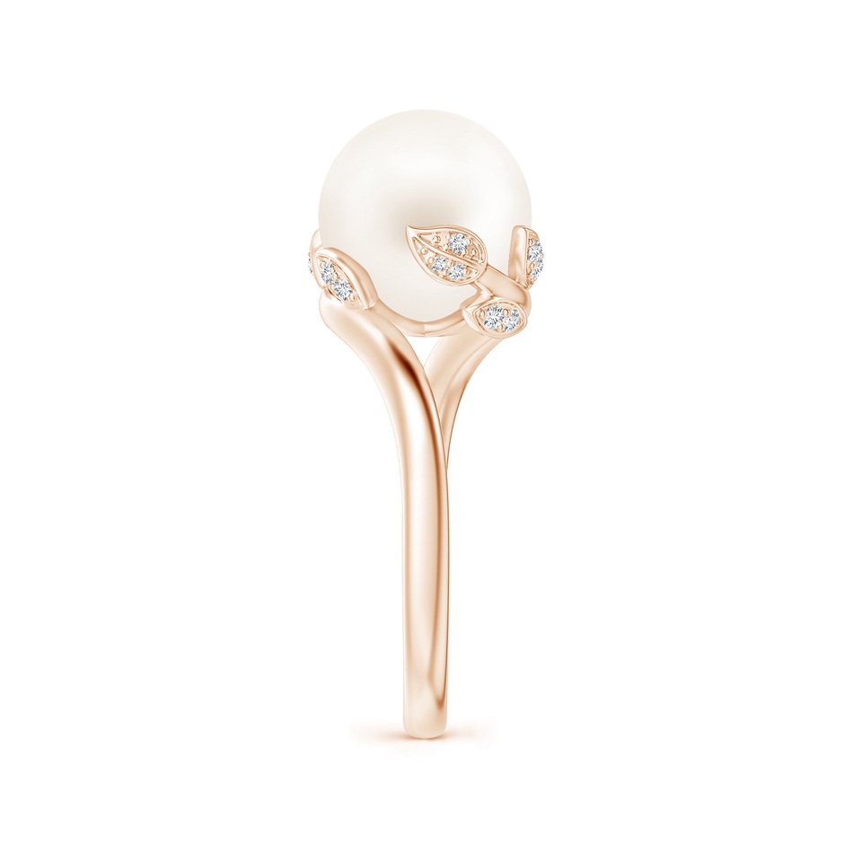 10mm AA Freshwater Pearl Olive Leaf Bypass Ring in Rose Gold side 2