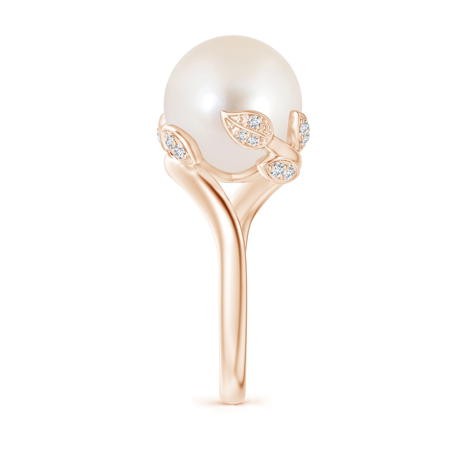 12mm AAAA Freshwater Pearl Olive Leaf Bypass Ring in Rose Gold side 2