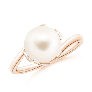 8mm AAA Freshwater Pearl Olive Leaf Bypass Ring in Rose Gold