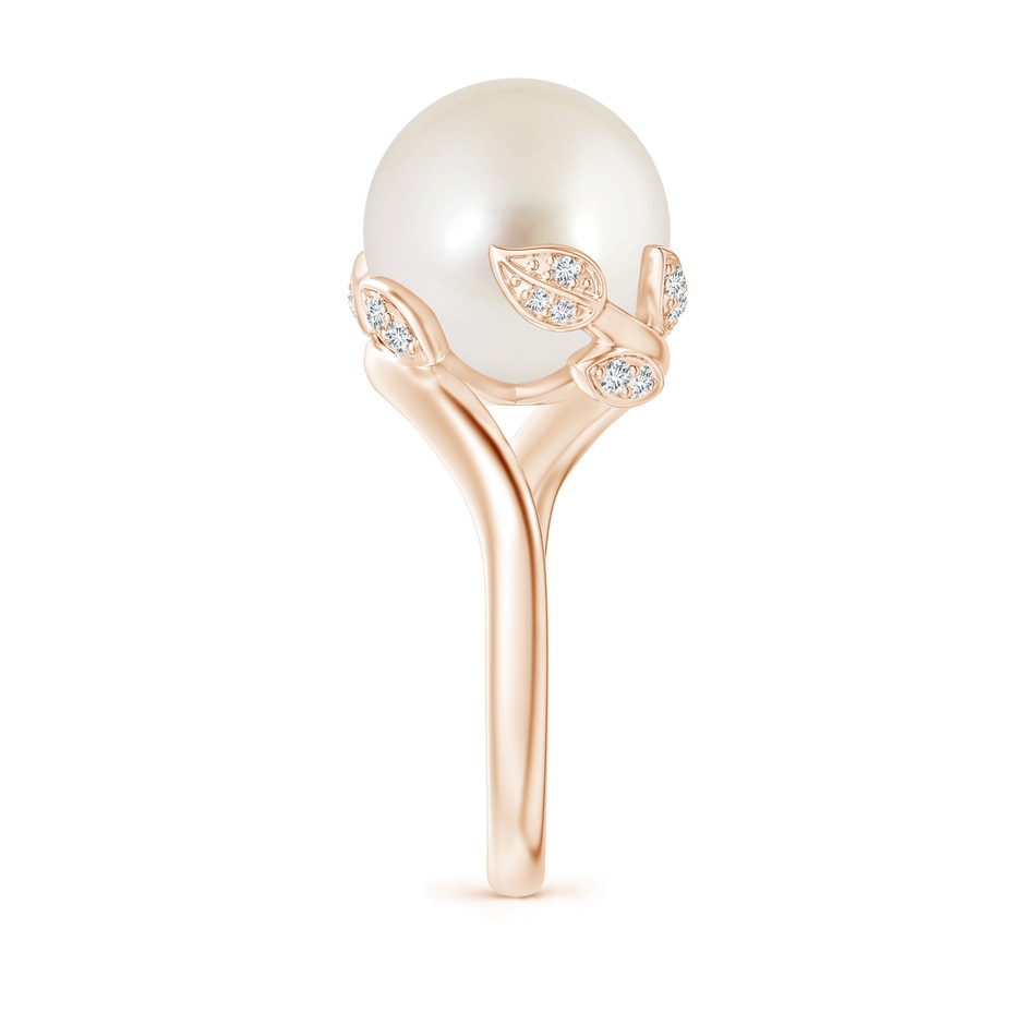 12mm AAAA South Sea Pearl Olive Leaf Bypass Ring in Rose Gold side 2