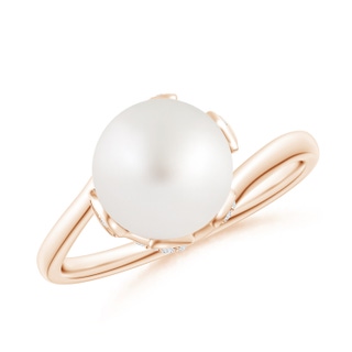 8mm AA South Sea Pearl Olive Leaf Bypass Ring in Rose Gold