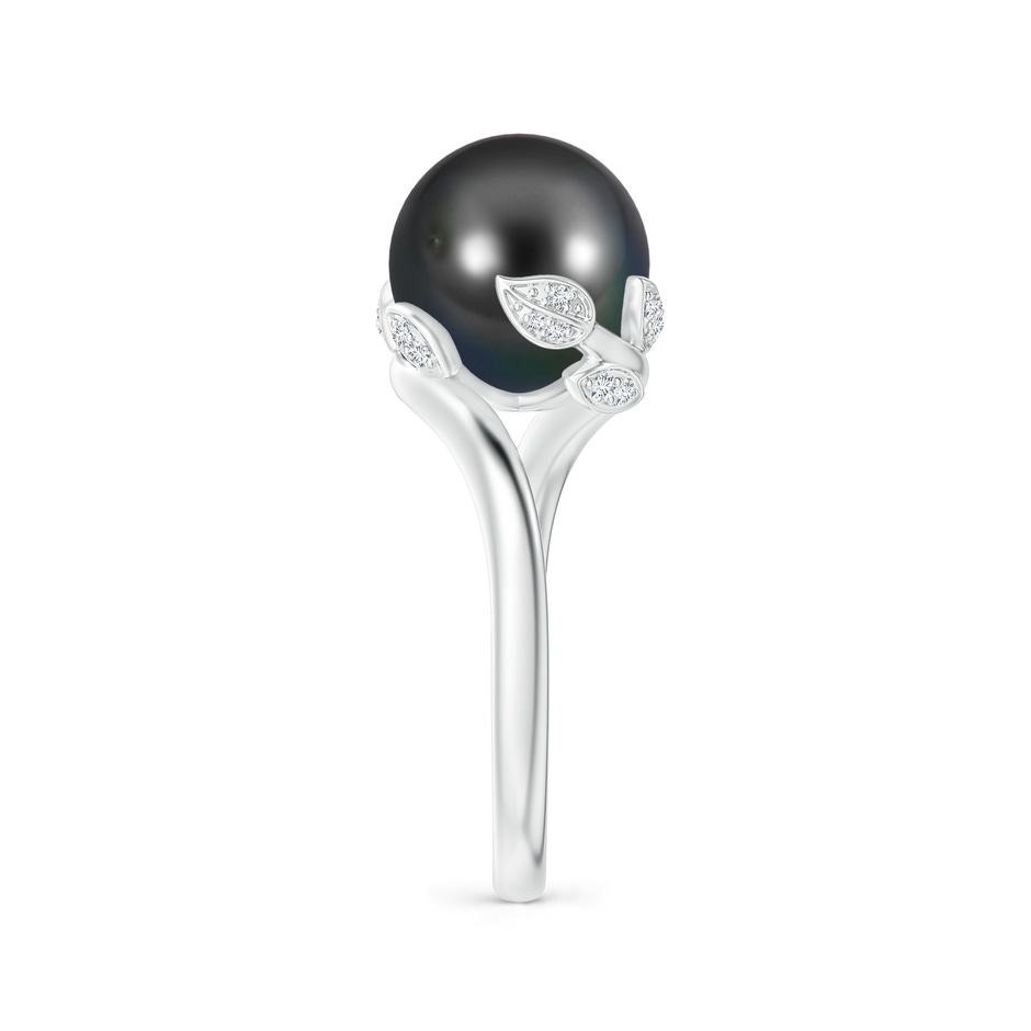 10mm AA Tahitian Pearl Olive Leaf Bypass Ring in White Gold side 2