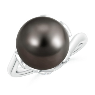 12mm AAA Tahitian Pearl Olive Leaf Bypass Ring in White Gold
