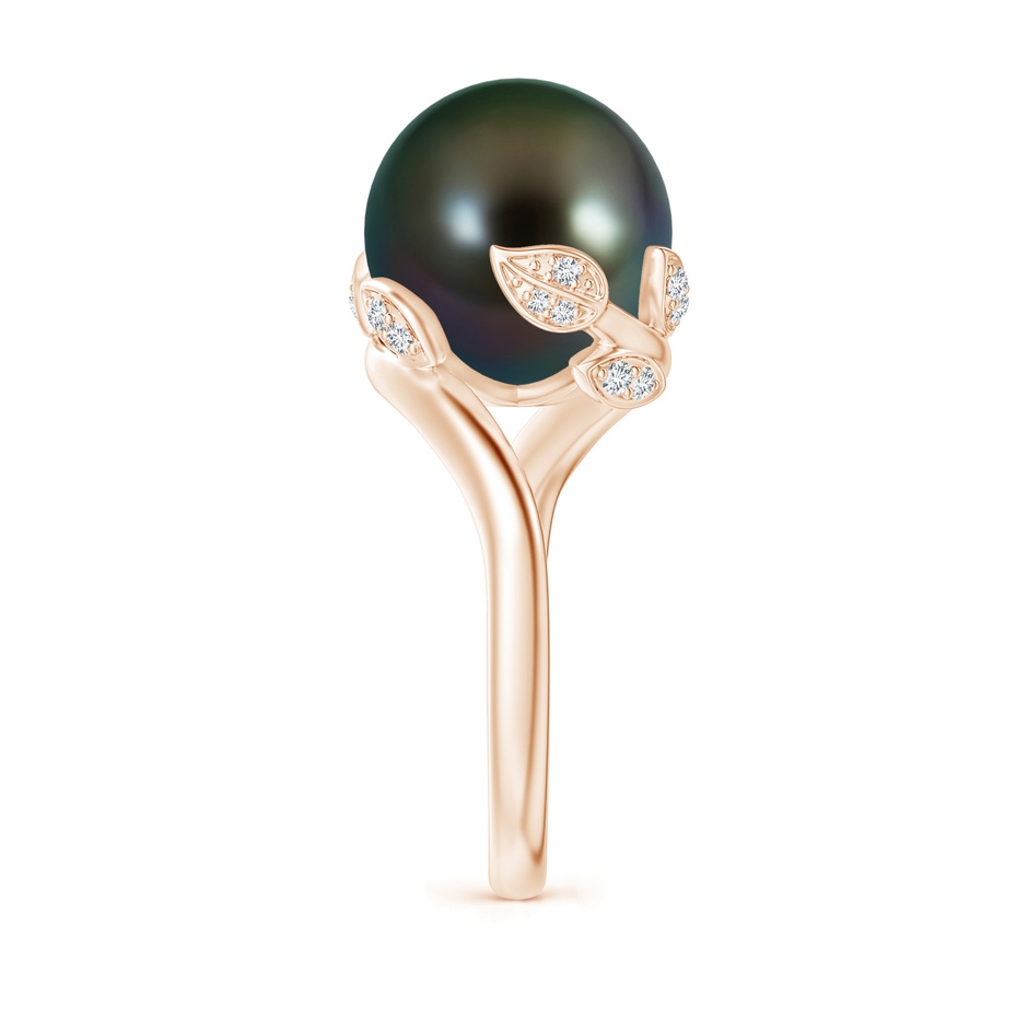 12mm AAAA Tahitian Pearl Olive Leaf Bypass Ring in Rose Gold side 2