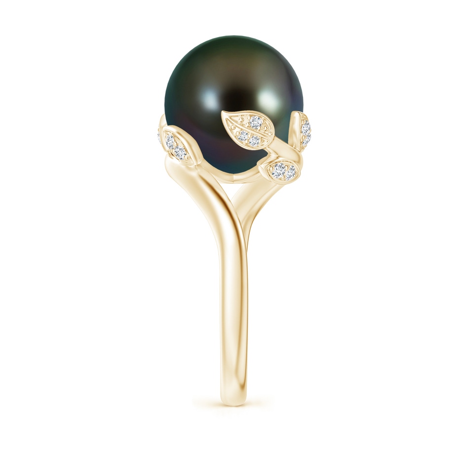 12mm AAAA Tahitian Pearl Olive Leaf Bypass Ring in Yellow Gold side 2